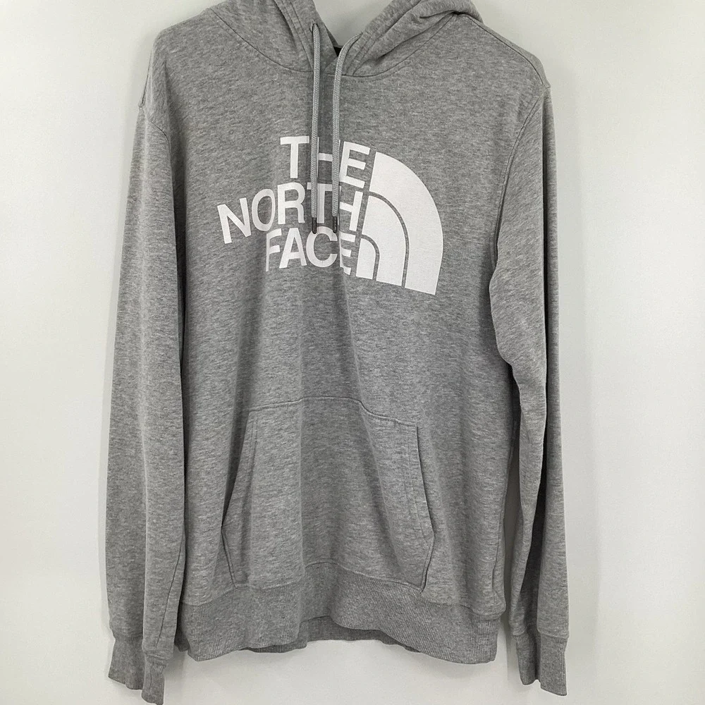 The North Face Sweatshirt Mens Medium Gray/white Fleece Long Sleeve hoodie‎